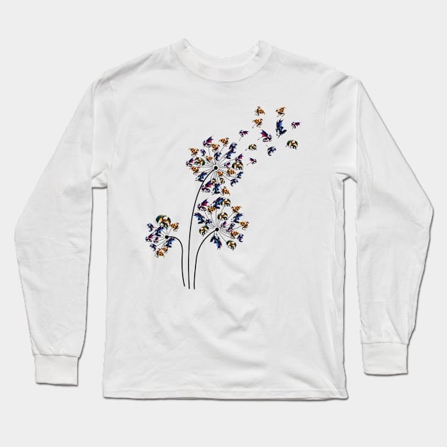 Dragon Dandelion Flower Long Sleeve T-Shirt by Schoenberger Willard